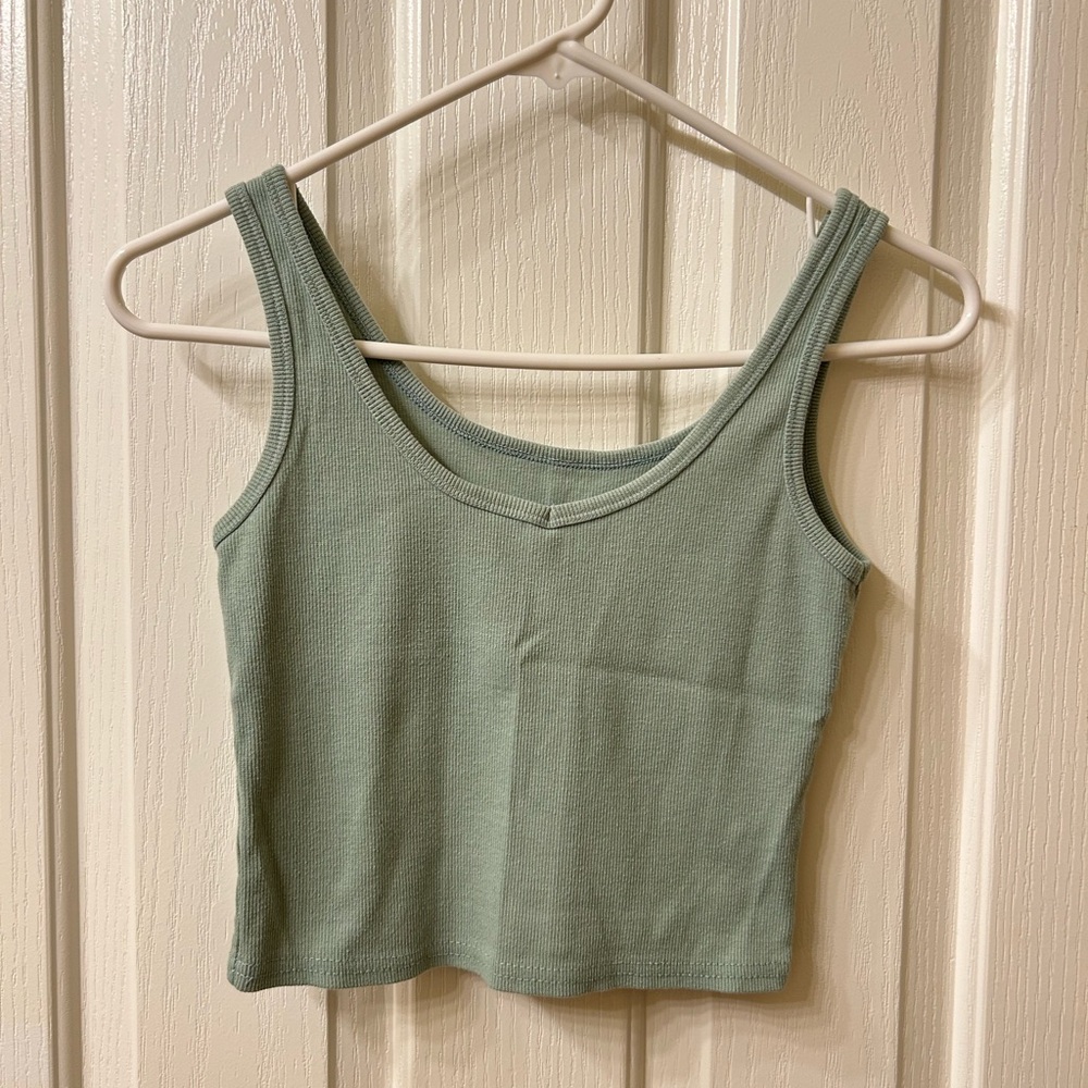 Light Green Cropped Tank Top